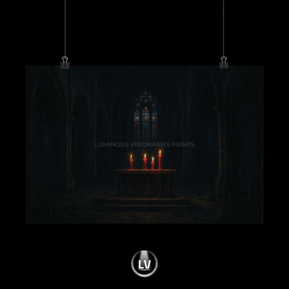 Dark Gothic Candlelit Poster Atmospheric Wall Art Home Decor Spooky Halloween Apchg 31