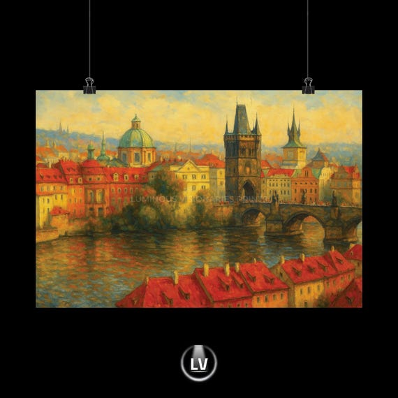 Prague Landscape Art Poster Matte Wall Decor Vintage City Print Home Office Artwork Gift For Travelers Apacs 93
