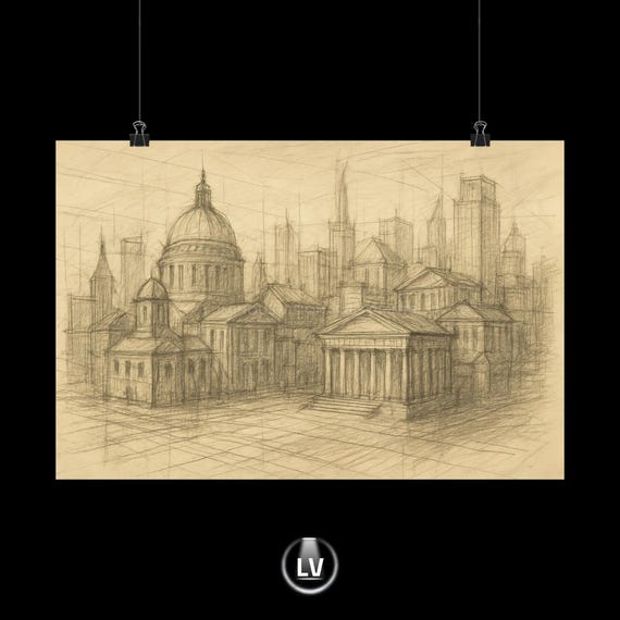 Urban Sketch Matte Horizontal Posters Architectural Art Print Home Decor Cityscape Wall Gift For Architecture Lovers Apacs 75