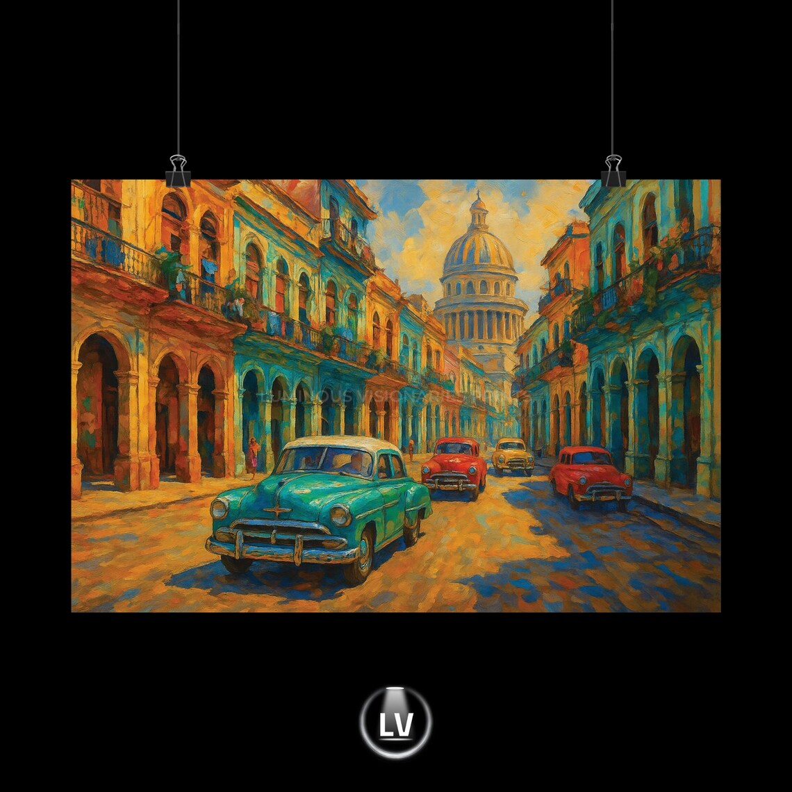 Colonial Havana Vintage Travel Poster, Retro Home Decor