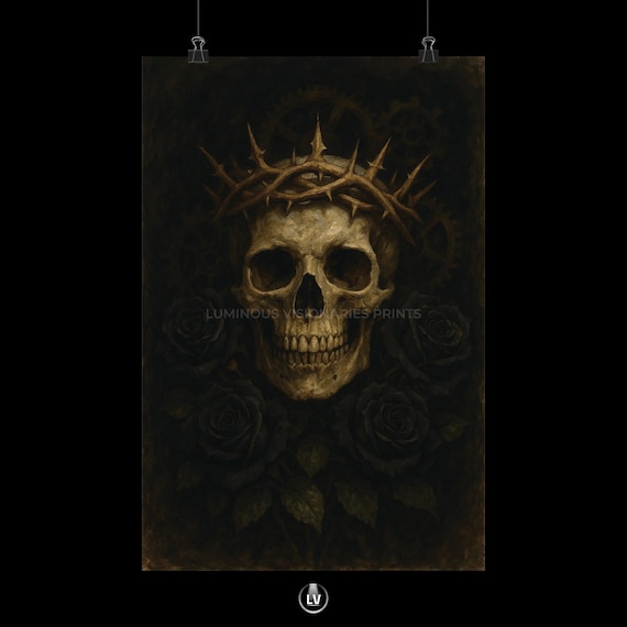 Gothic Skull Poster, Halloween Dark Decor