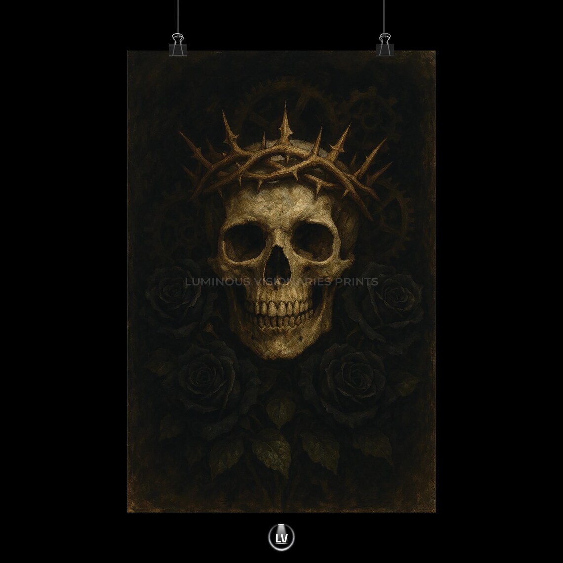 Gothic Skull Poster, Halloween Dark Decor