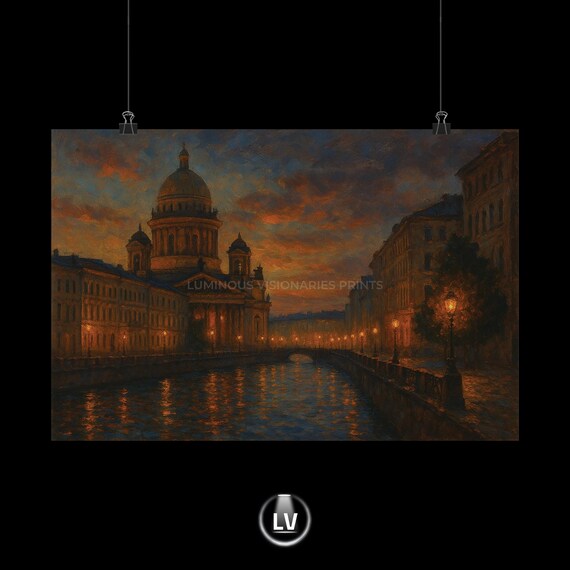 Cityscape Night Sky Poster, Relaxing Atmosphere