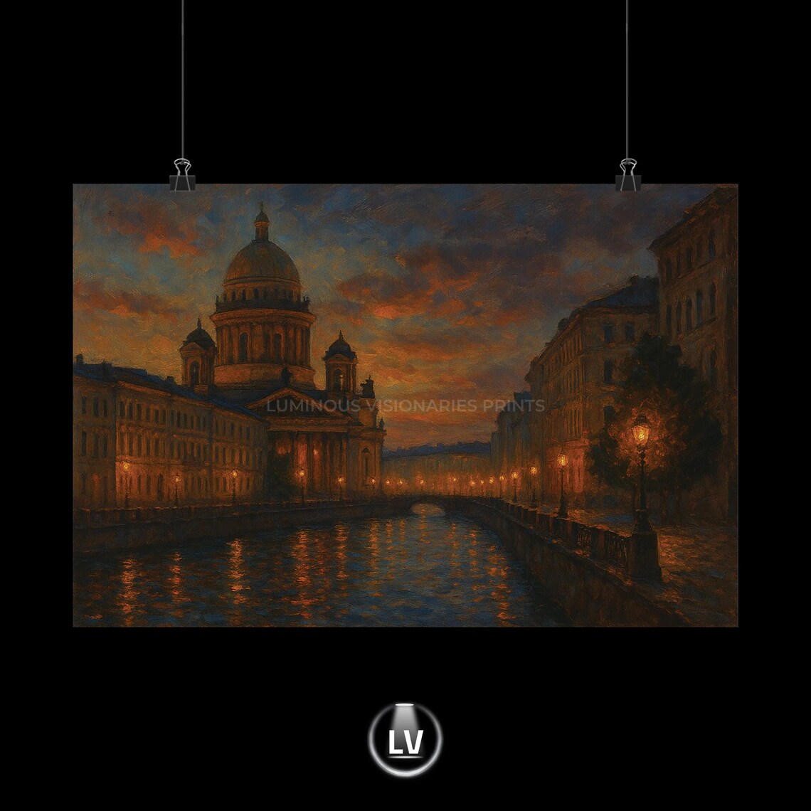 Cityscape Night Sky Poster, Relaxing Atmosphere