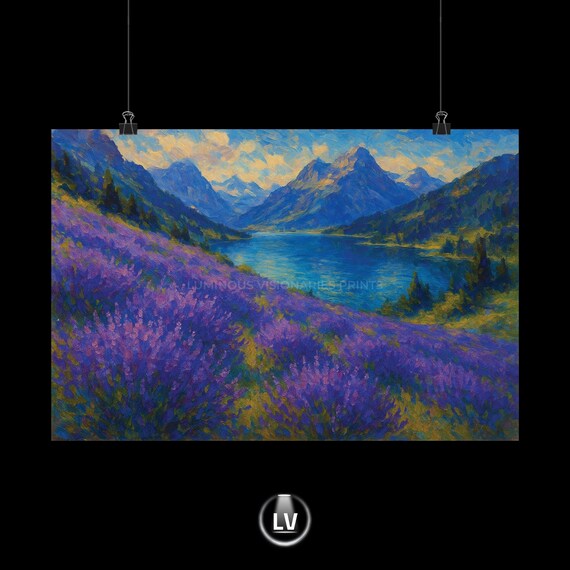 Scenic Lavender Field Landscape Poster