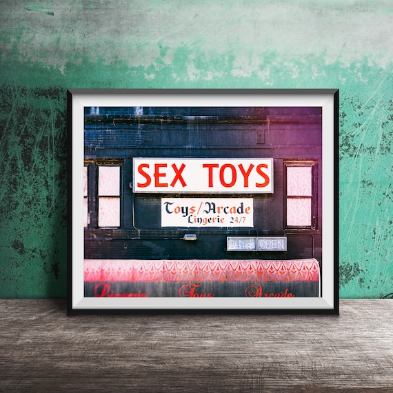 Sex Toys Toys Arcade Lingerie 24-7 Neon Storefront Sign Poster