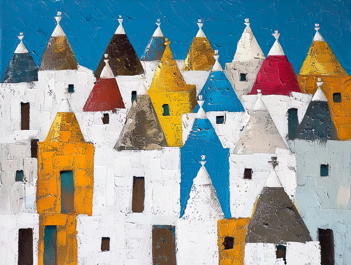 Abstract Alberobello Acrylic Wall Art Deco Mural Decoration Italy