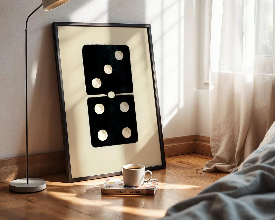Black Domino Tile Minimalist Game Room Modern Decor Wall Art