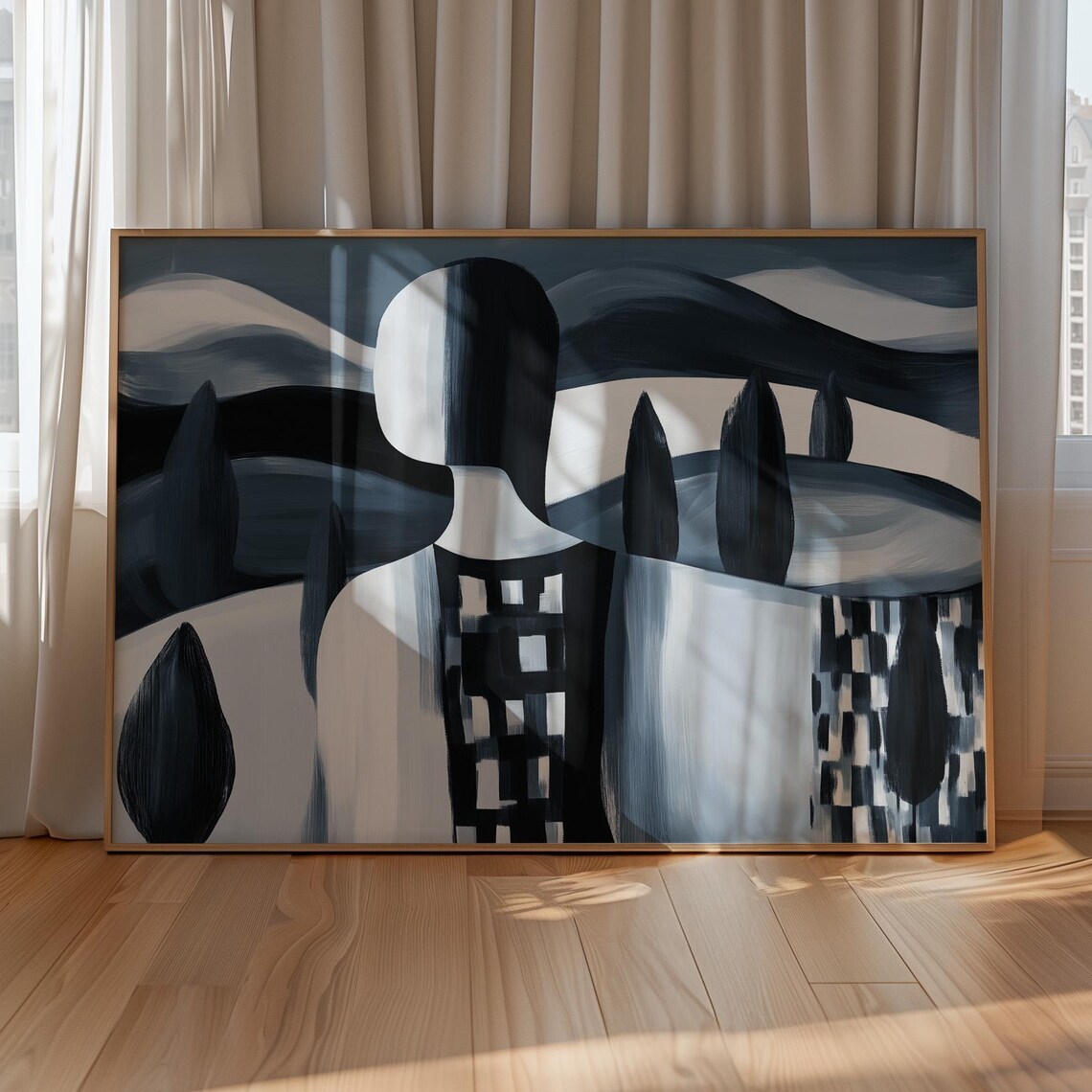 Minimalist Abstract Figure Art, Faceless Portrait
