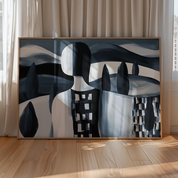 Minimalist Abstract Figure Art, Faceless Portrait
