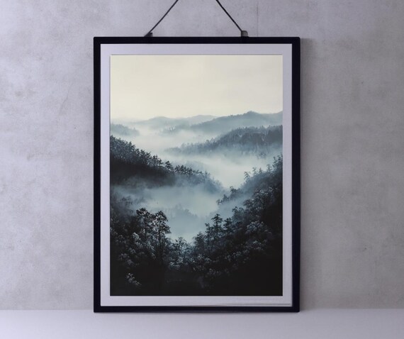 Mist Dark Academia Wall Art Vintage Dark Cottagecore Prints Moody Farmhouse Home Decor Gothic Abstract Forest Oil Painting