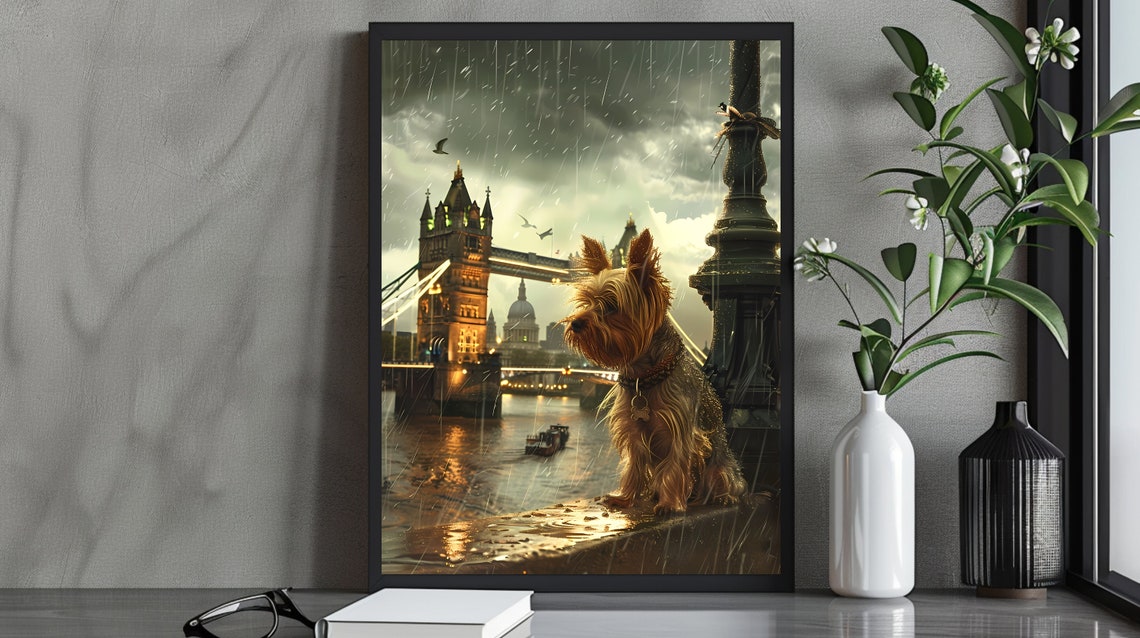 Yorkshire Terrier Oil Painting Yorkshire Terrier Portrait Dog Poster In Oil Painting Yorkie Printables Adorable Yorkie Wall Art