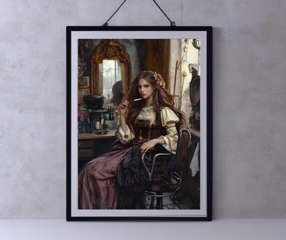 Vintage Salon Lady Elegant Retro Beauty Parlor Portrait Wall Art