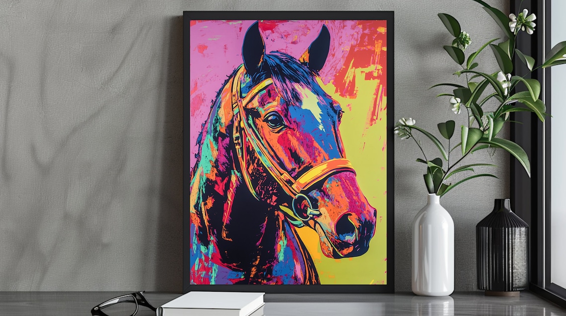 Vibrant Pop Art Horse Portrait Colorful Abstract Equine Canvas Print