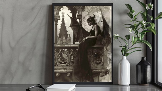 Dark Winged Demon Woman, Gothic Fantasy Art