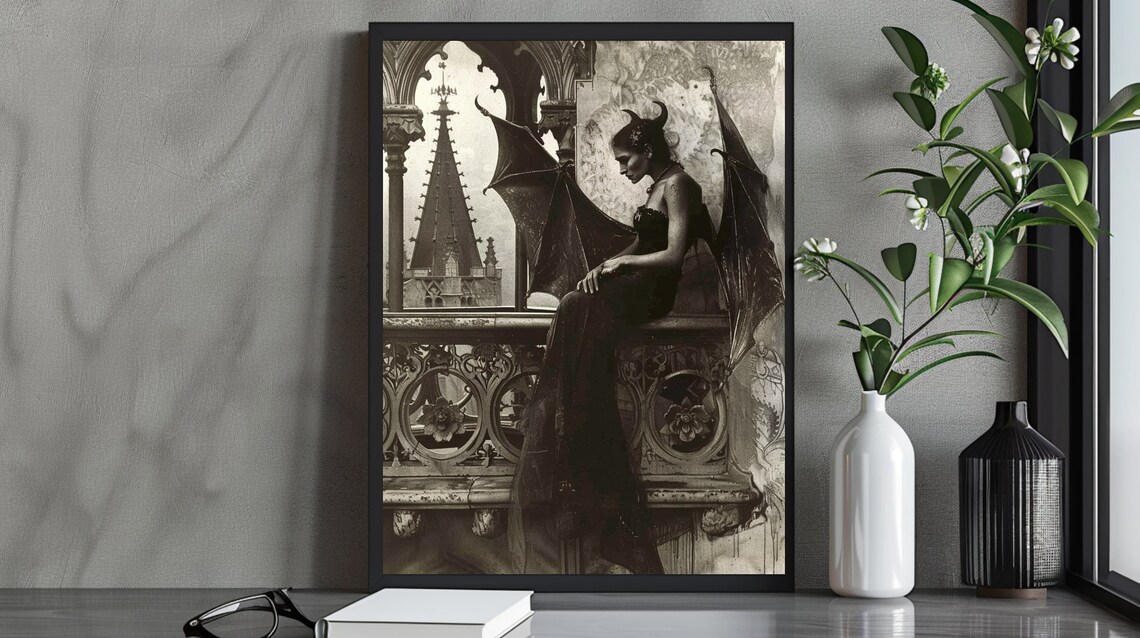 Dark Winged Demon Woman, Gothic Fantasy Art