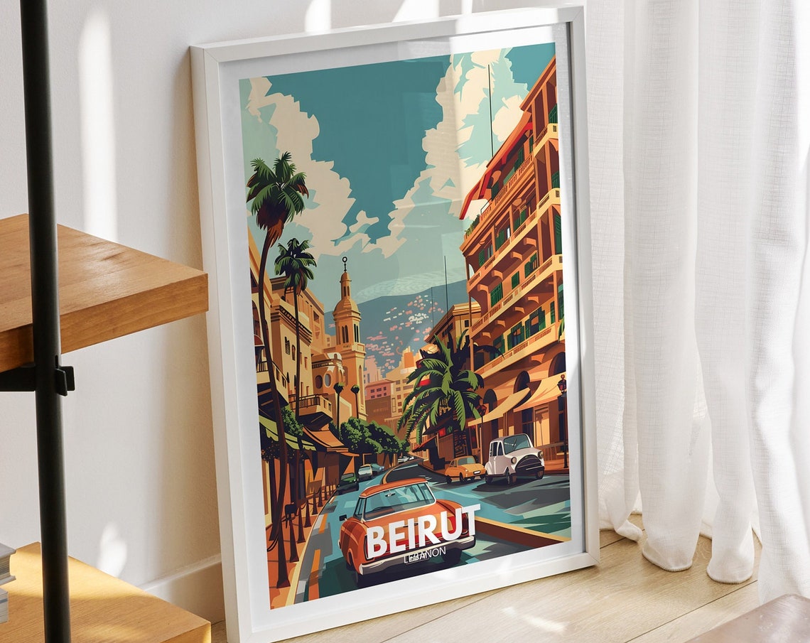 Beirut Travel Print Lebanon Beirut Travel Art Poster Lebanon Travel Poster Lebanon Cityscape Wall Art Unique City Art Decor