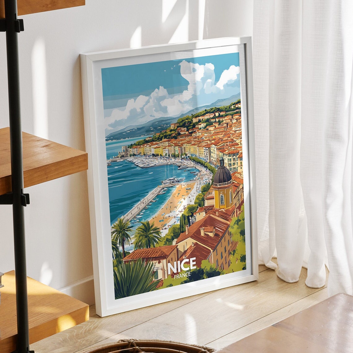 Nice Travel Print France Nice Travel Poster France Travel Poster France Cityscape Wall Art Unique City Art Decor