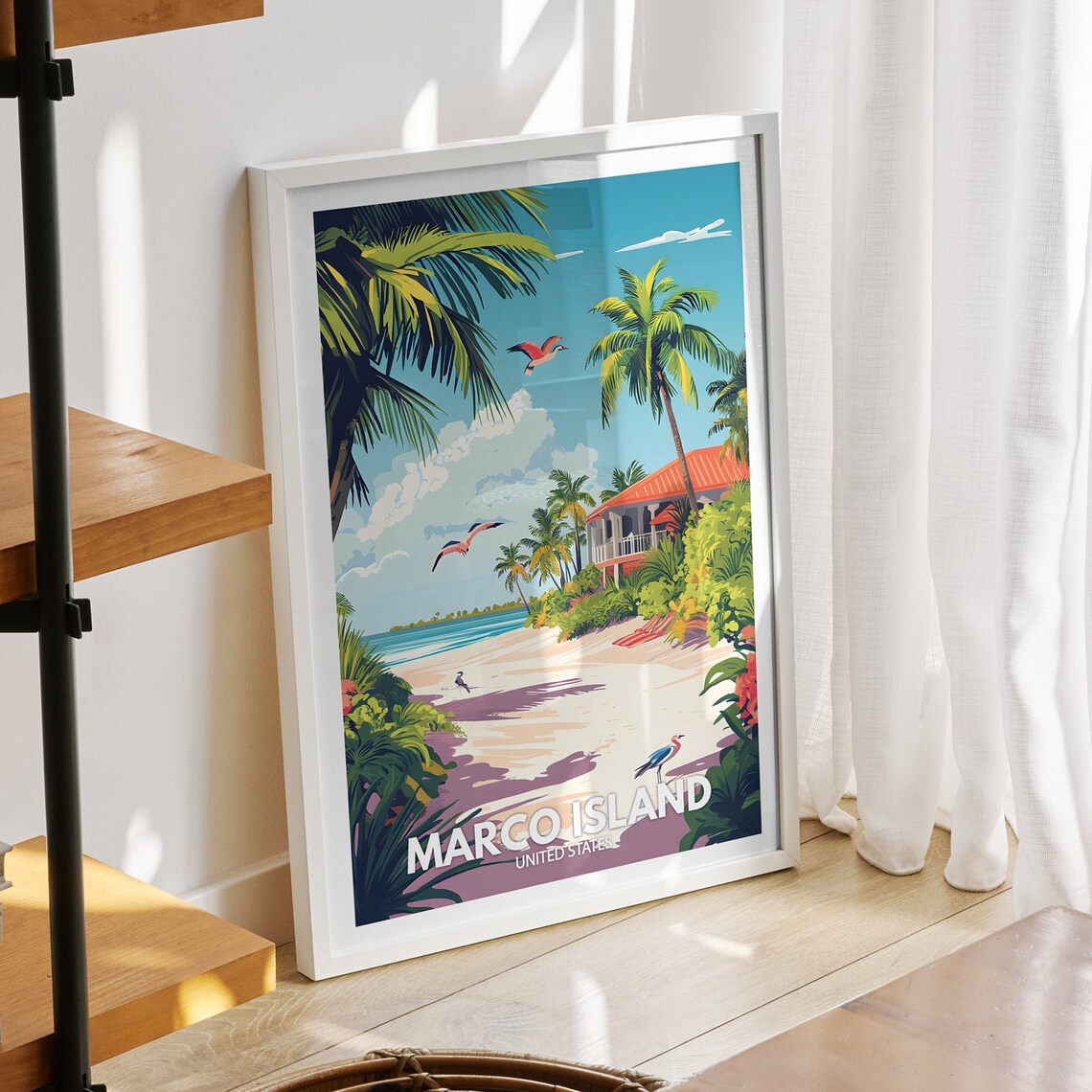 Marco Island Travel Poster, Seaside Decor