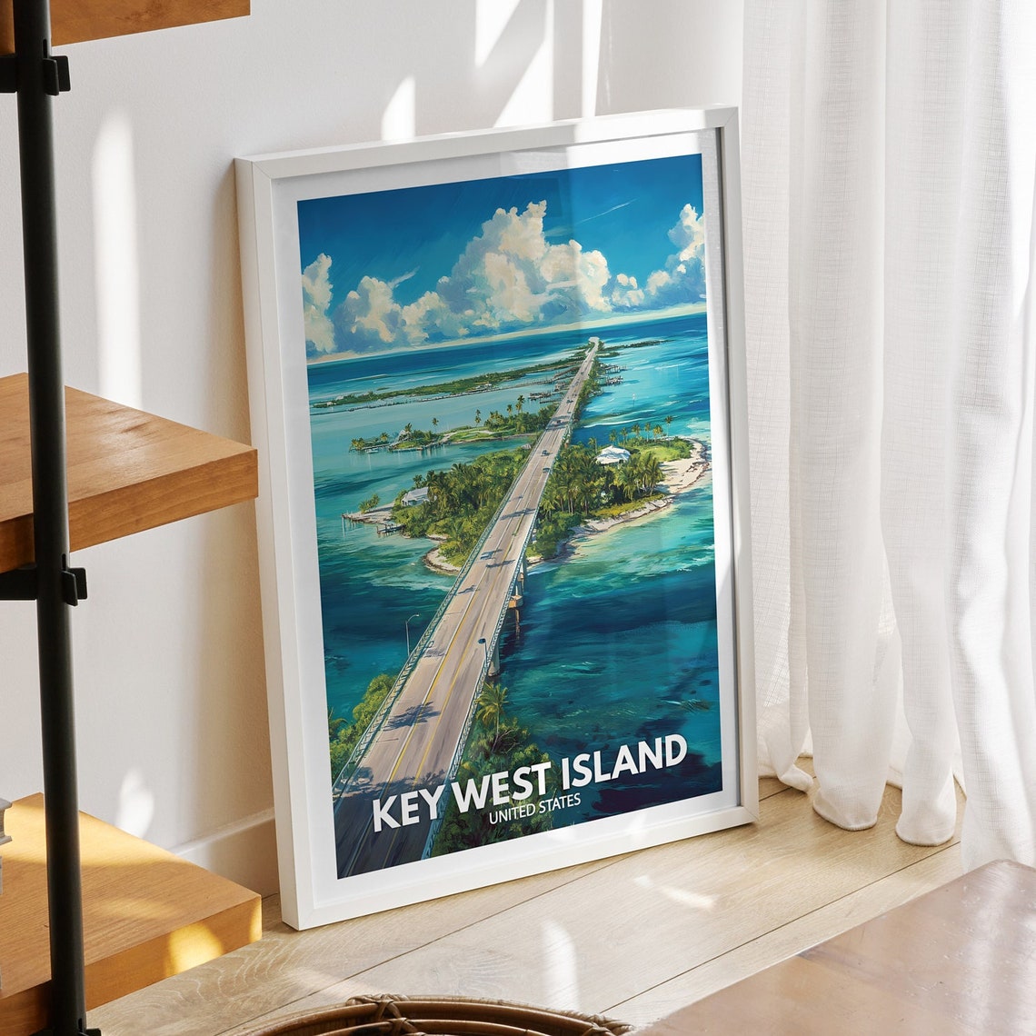Key West Island Print United States Key West Island Poster United States Travel Poster Natural Island Wall Art Seaside Art Decor