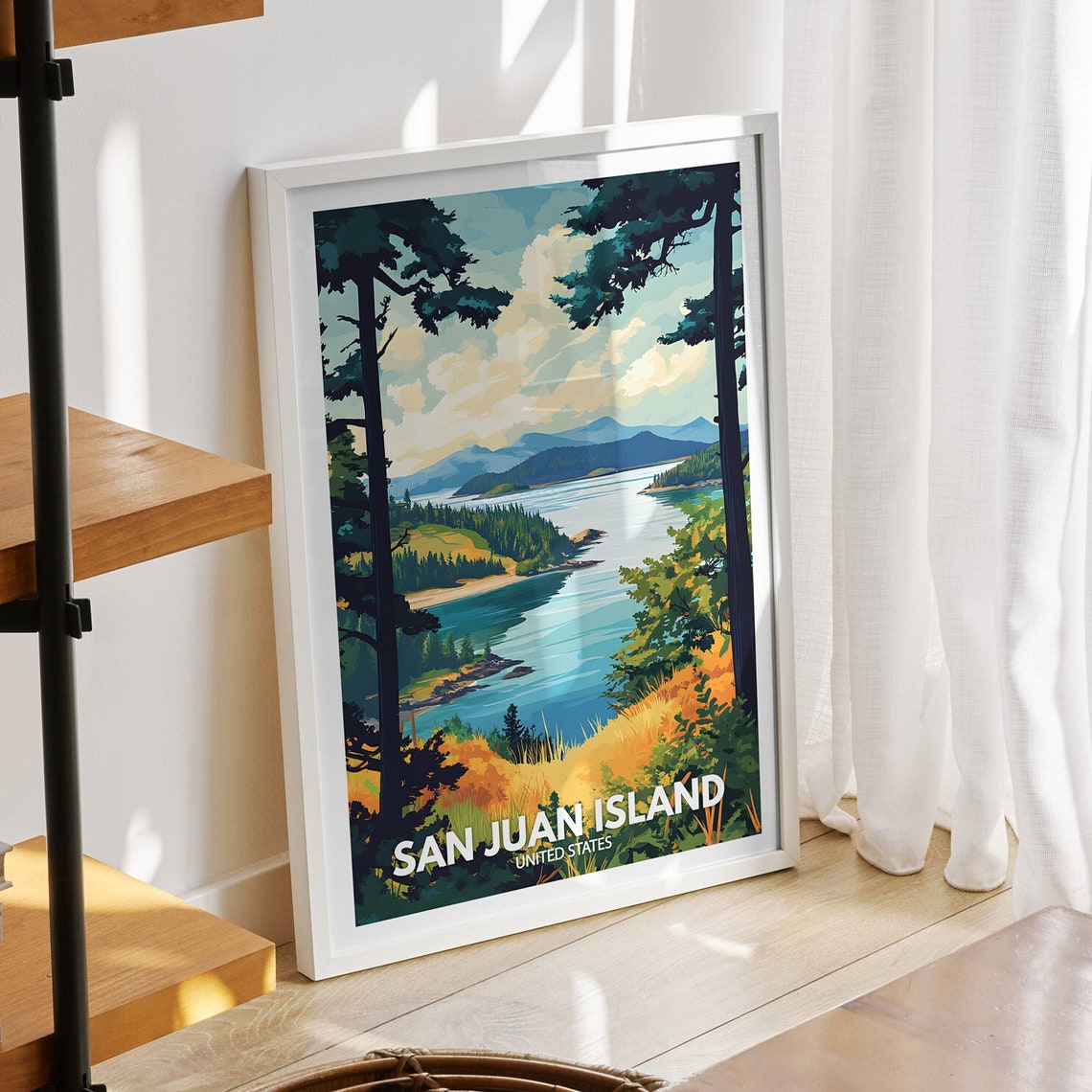 San Juan Island Print United States San Juan Island Poster United States Poster Natural Island Wall Art Seaside Art Decor
