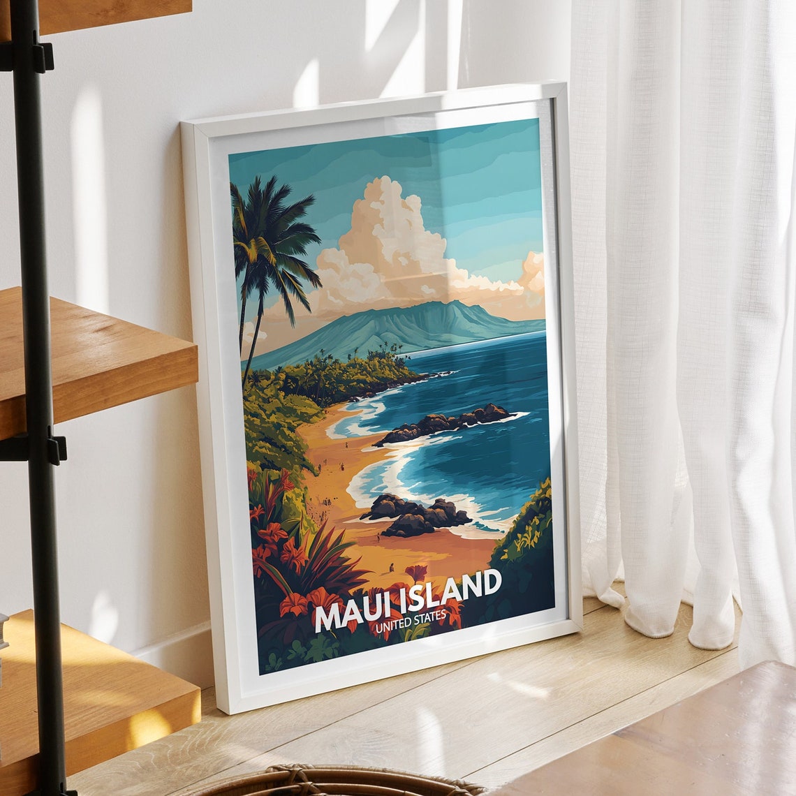 Maui Island Print United States Maui Island Poster United States Poster Natural Island Wall Art Seaside Art Decor