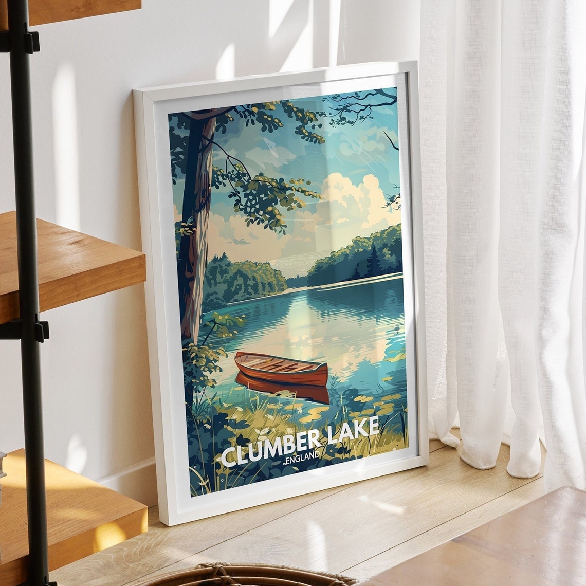 Clumber Lake Print England Clumber Lake Poster England Travel Poster Natural Lake Wall Art Lake View Art Decor Holiday Poster