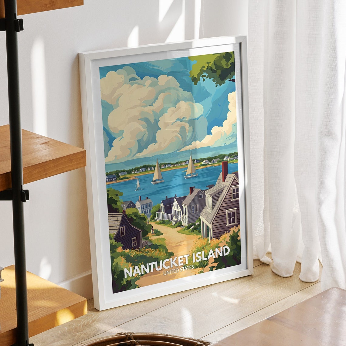 Nantucket Island Print United States Nantucket Island Poster United States Travel Poster Natural Island Wall Art Seaside Art Decor