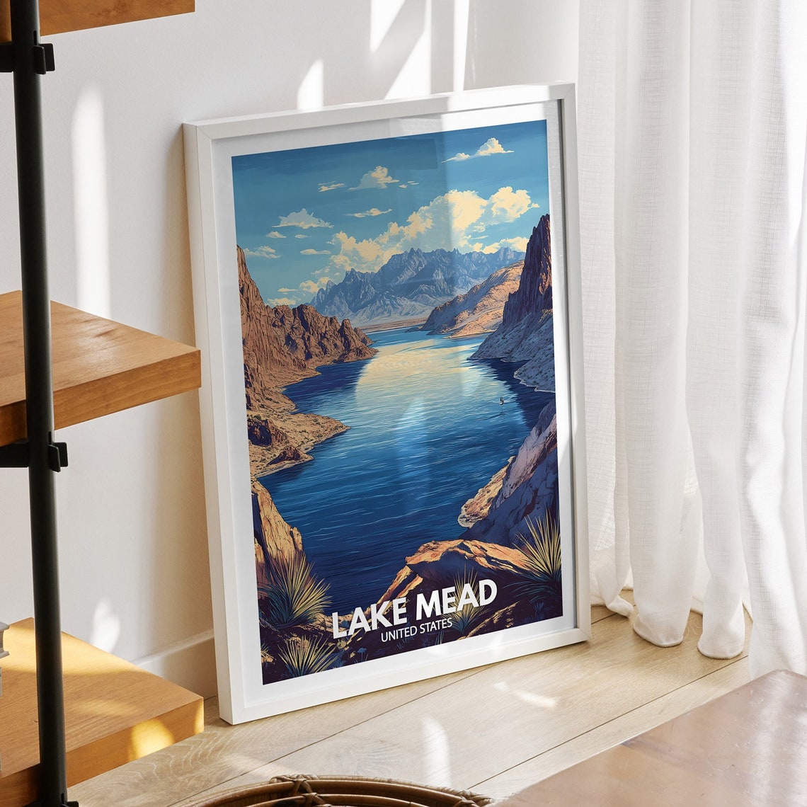 Lake Mead Print United States Lake Mead Poster United States Travel Poster Lake View Art Decor Holiday Poster