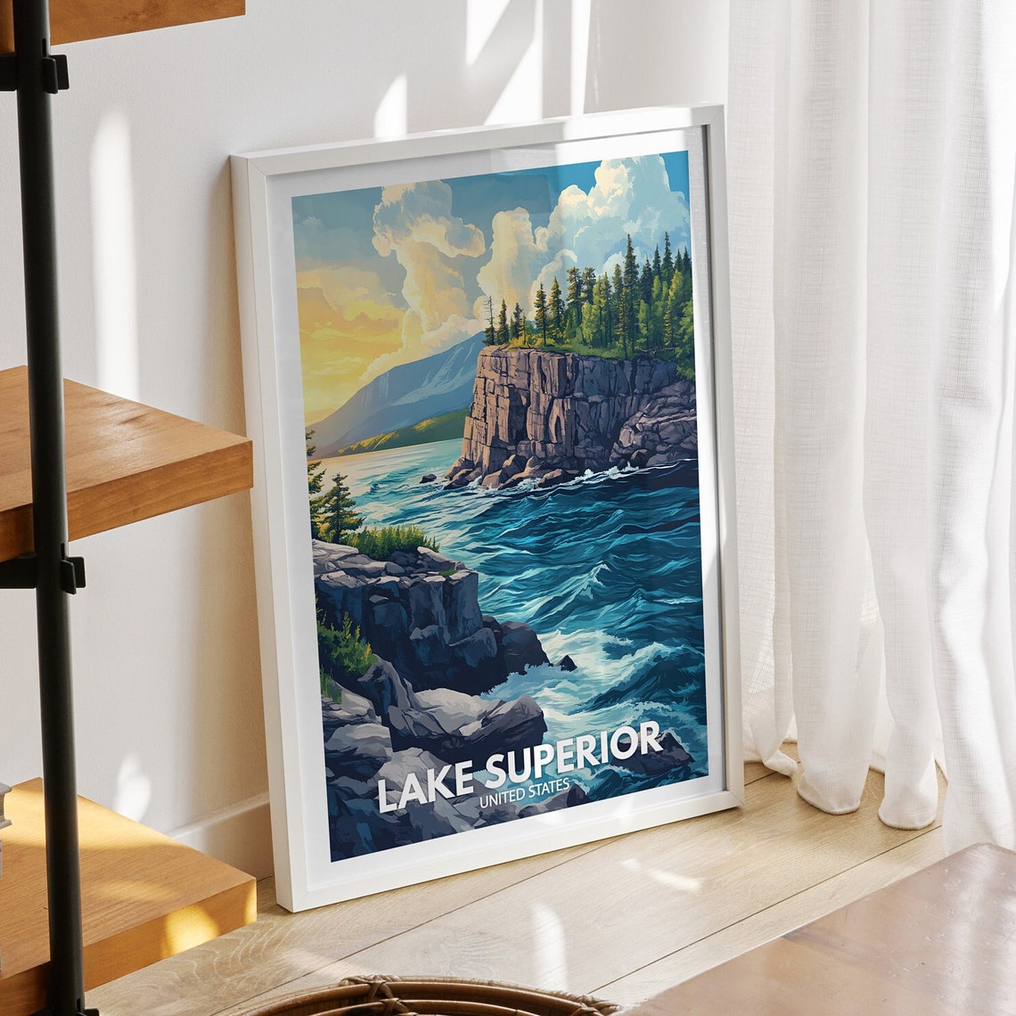Lake Superior Print United States Lake Superior Poster United States Travel Poster Lake View Art Decor Holiday Poster