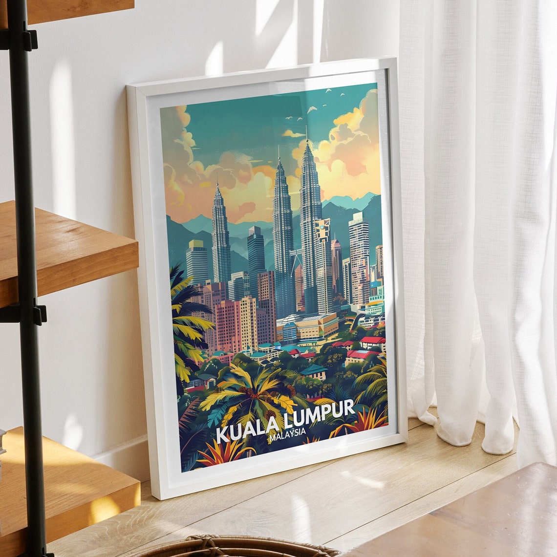 Kuala Lumpur Print Malaysia Kuala Lumpur Travel Poster Malaysia Travel Poster Malaysia Cityscape Wall Art Unique City Decor