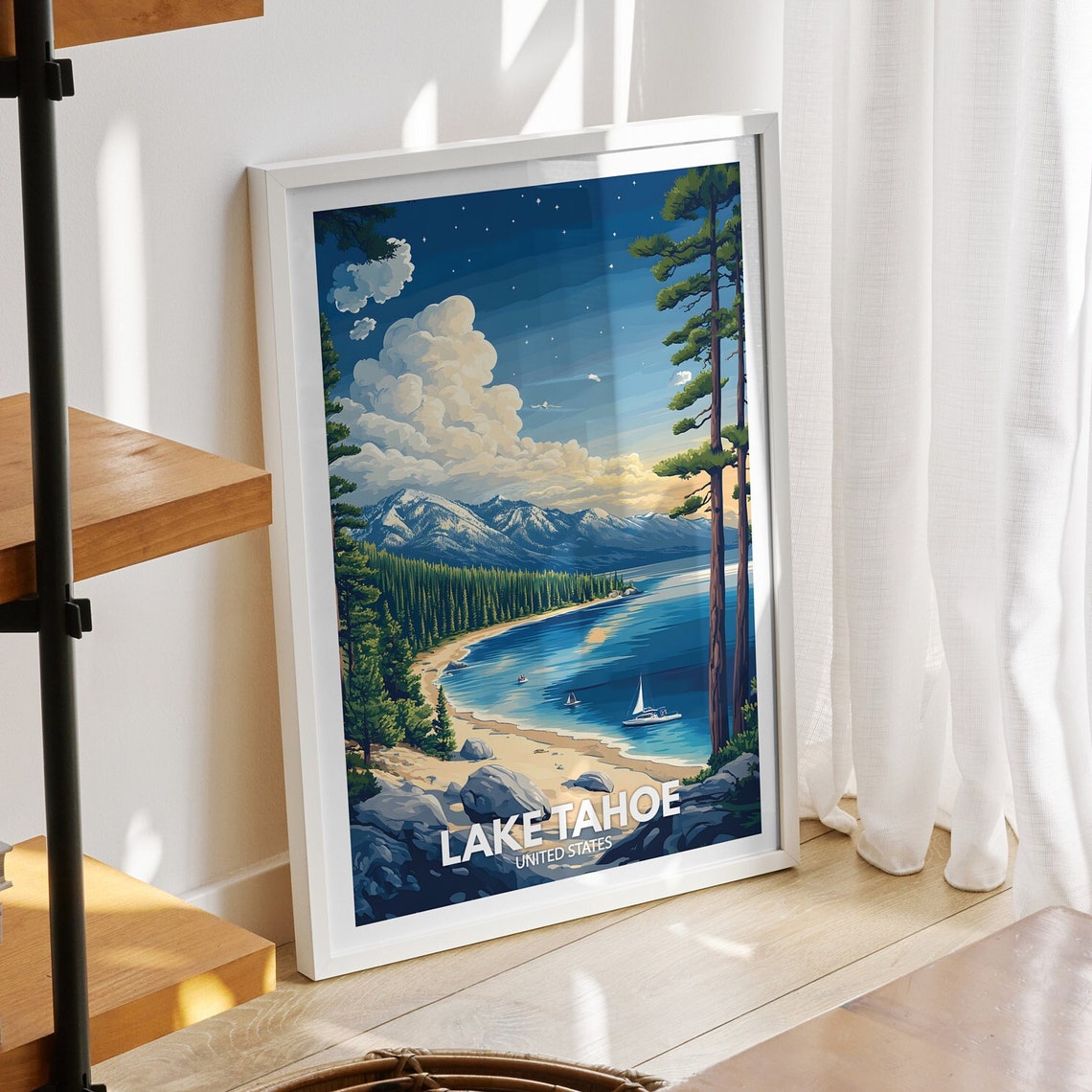 Lake Tahoe Print United States Lake Tahoe Poster United States Travel Poster Lake View Art Decor Holiday Poster