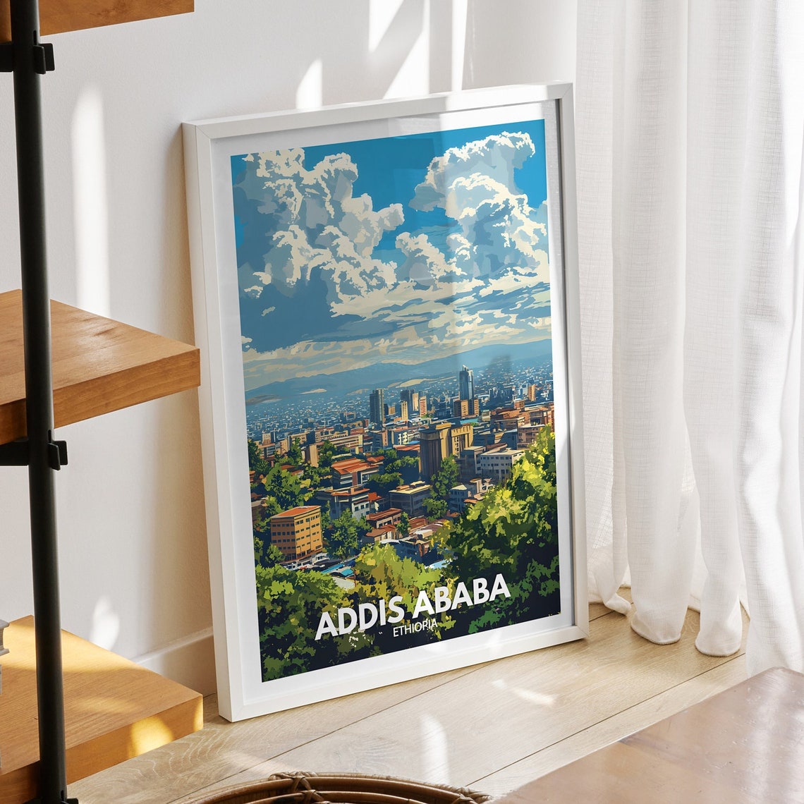 Addis Ababa Travel Print Ethiopia Addis Ababa Travel Poster Ethiopia Travel Poster Ethiopia Cityscape Wall Art Unique City Art Decor