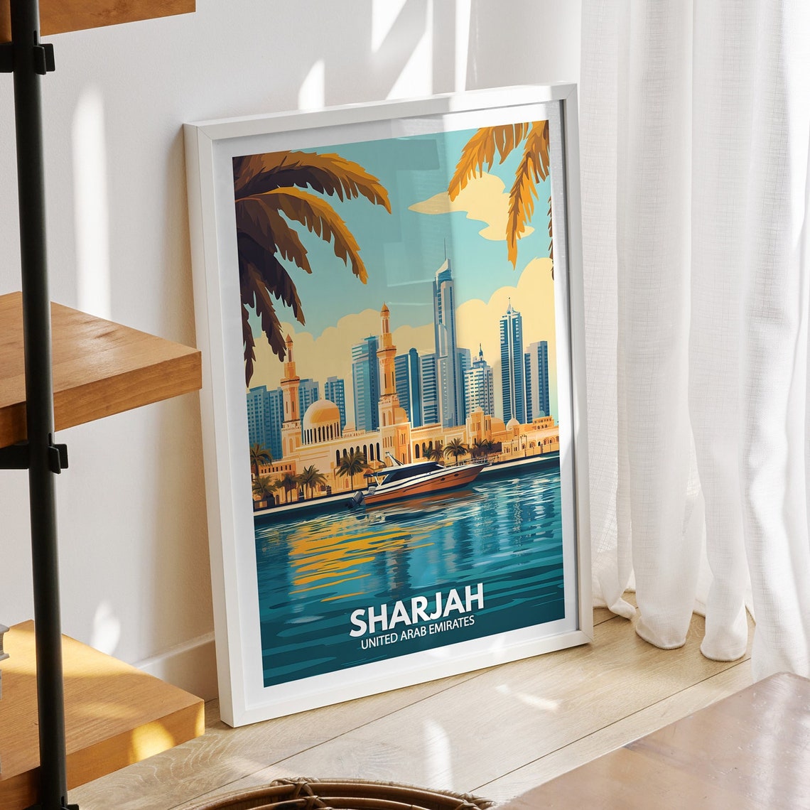 Sharjah Art Print United Arab Emirates Sharjah Poster United Arab Emirates Travel Poster United Arab Emirates Cityscape Wall Art