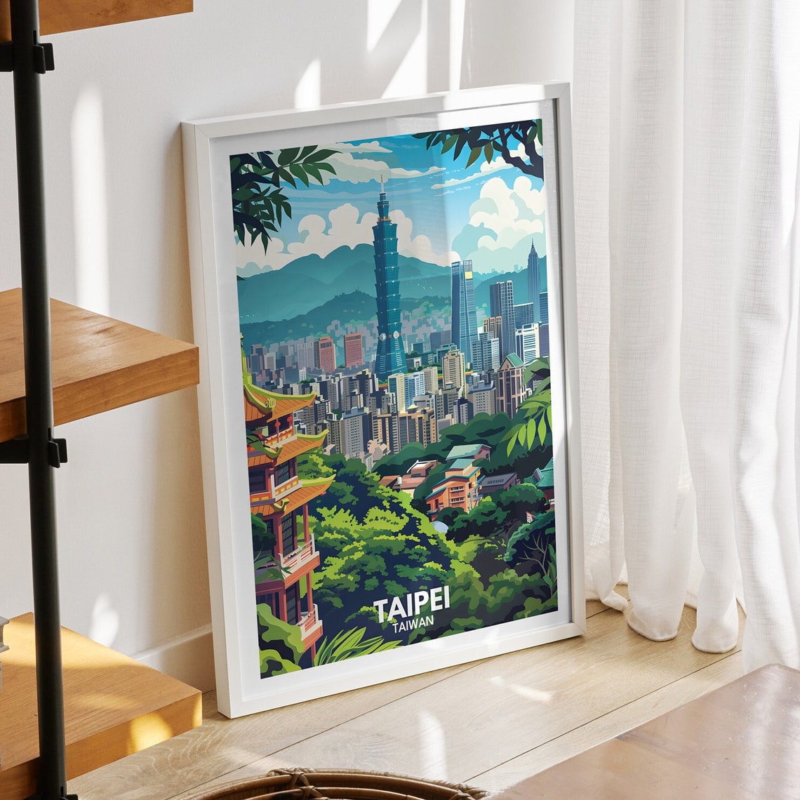 Taipei Print Taiwan Taipei Travel Poster Taiwan Travel Poster Taiwan Cityscape Wall Art Unique City Decor