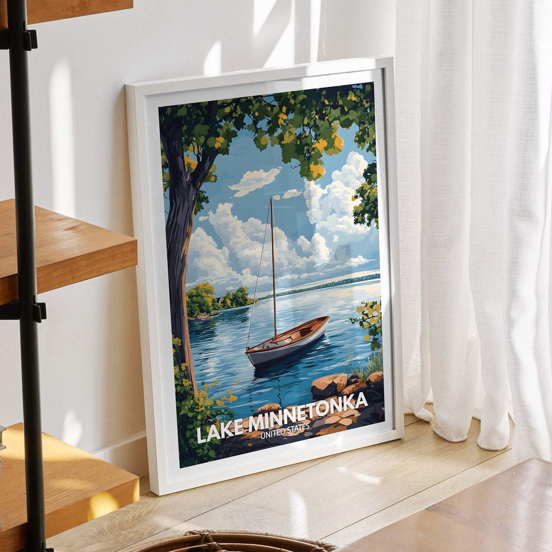 Lake Minnetonka Print United States Lake Minnetonka Poster United States Travel Poster Lake View Wall Art Decor Holiday Poster