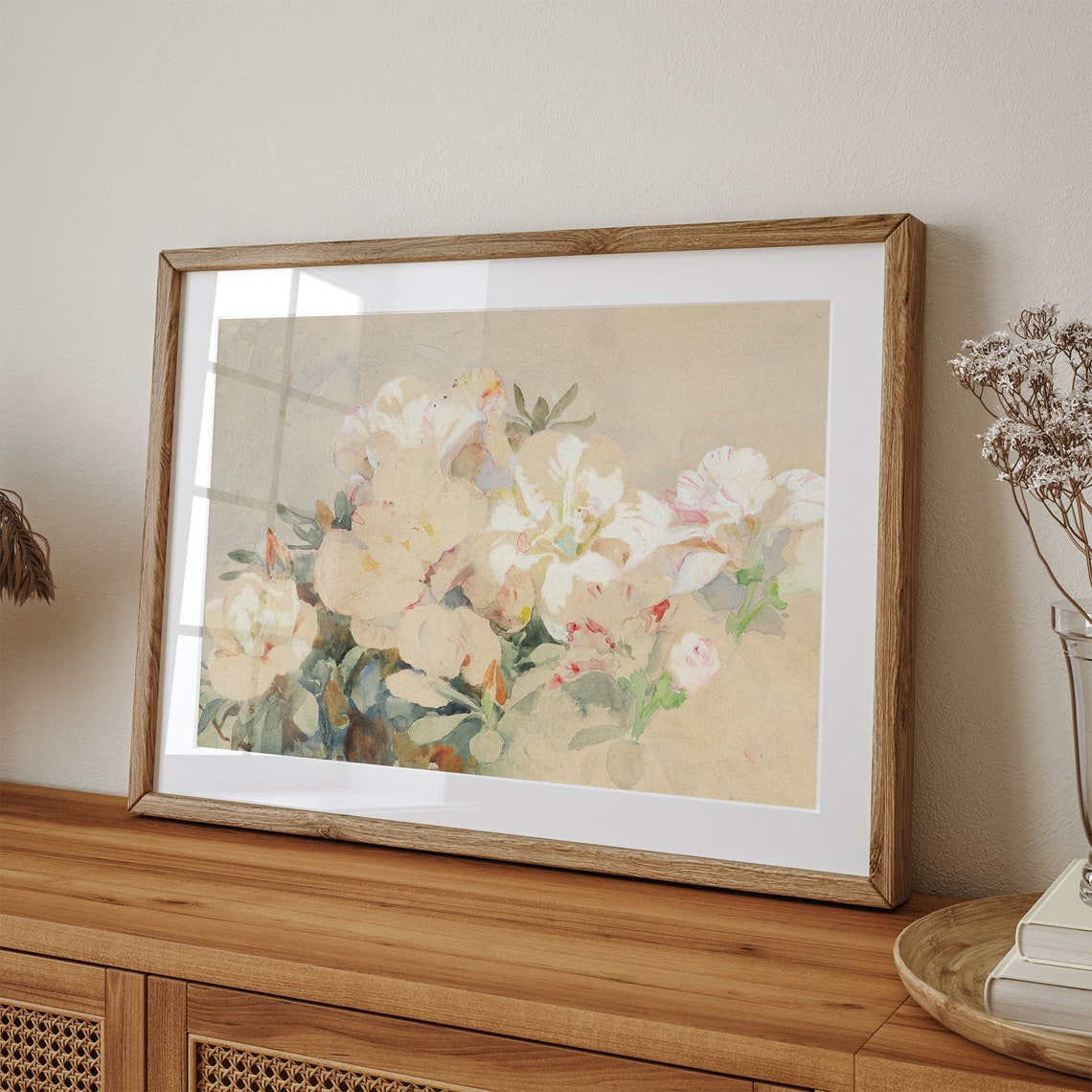 Vintage Flower Painting Print Antique Rose Still Life Painting Decor French Country Print Floral Wall Art Neutral - Image 3