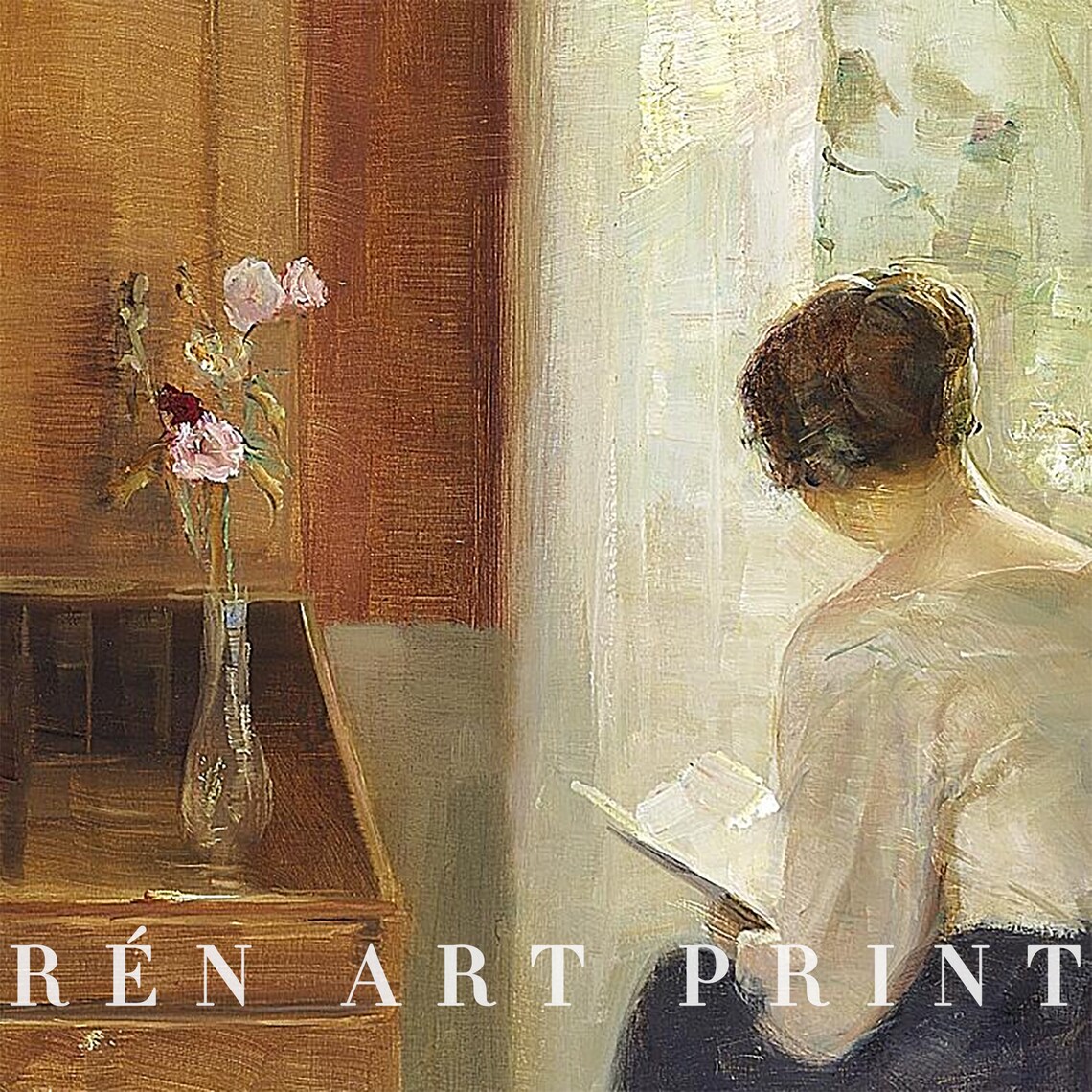 Vintage Portrait Woman Reading Bedroom Wall Art Print - Image 3