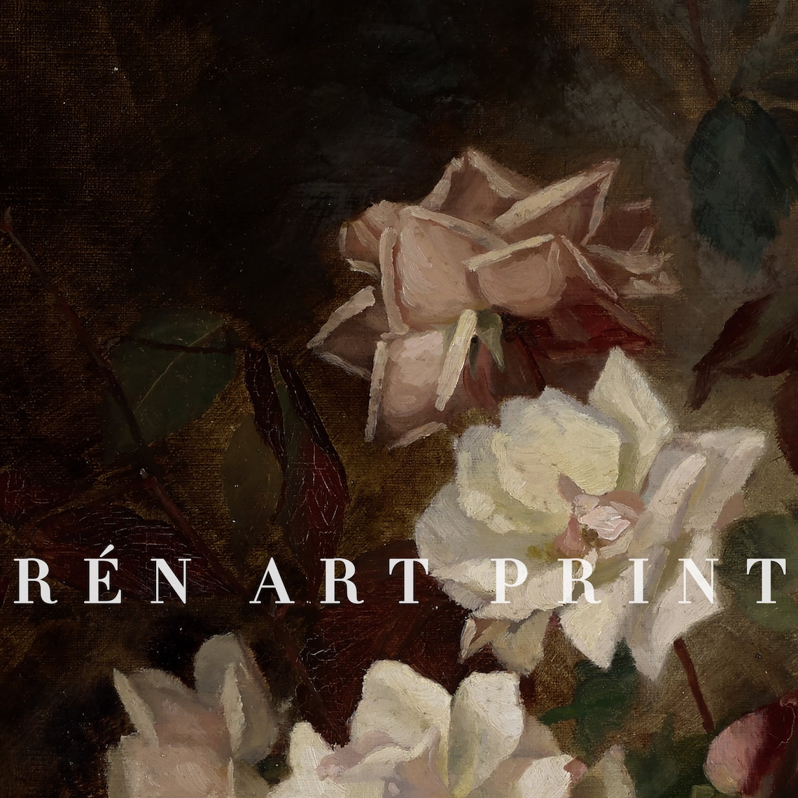 Moody Flower Painting, Vintage Floral Art Print - Image 3