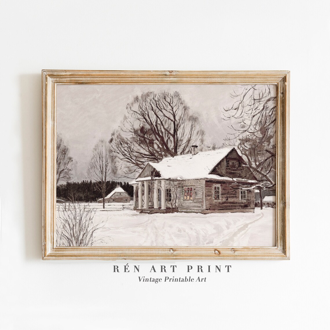 Quiet Snowy Farmhouse Winter Homestead Vintage Rustic Wall Art
