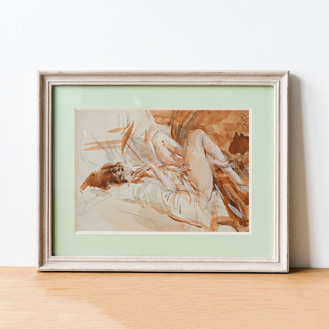 Vintage Woman Painting Art Print, Reclining Lady - Image 3