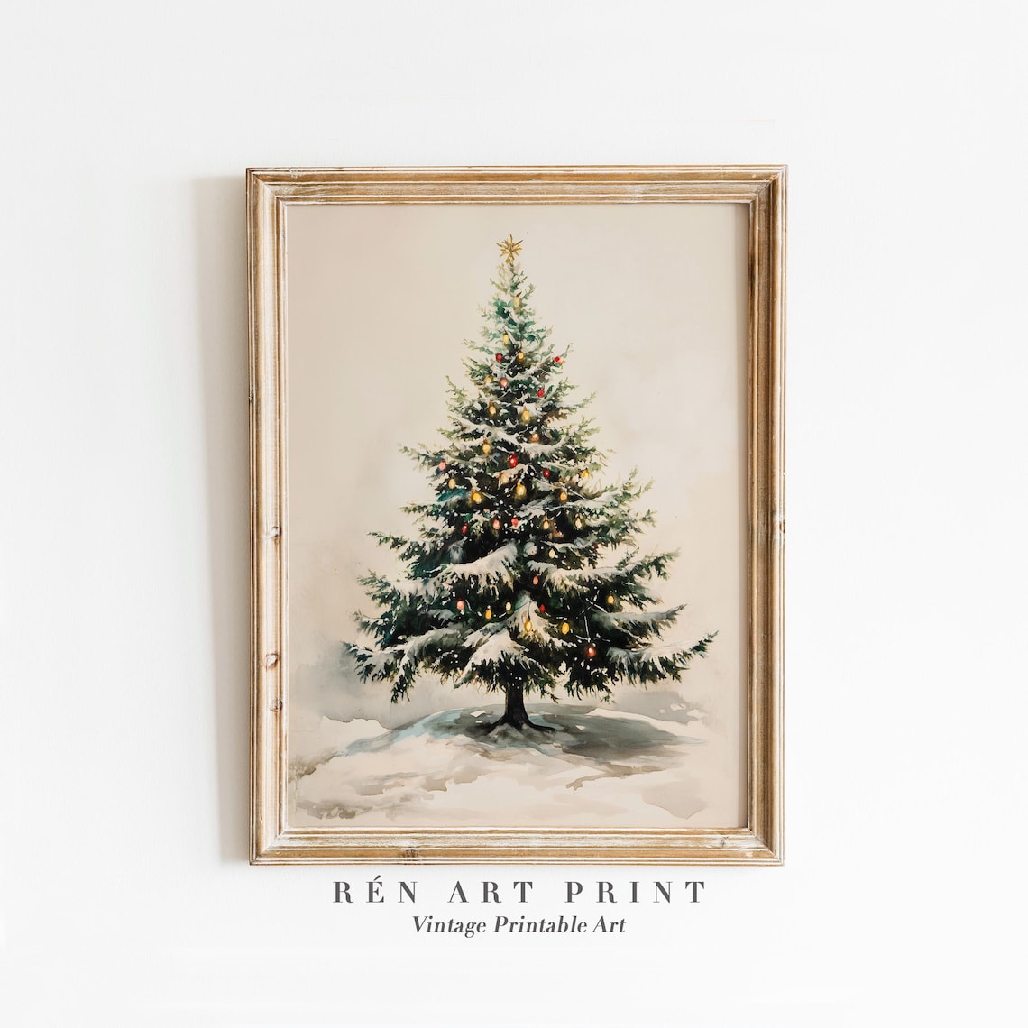 Christmas Tree Rustic Winter Holiday Art Print