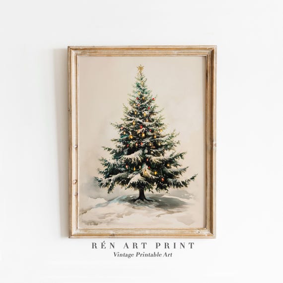 Christmas Tree Rustic Winter Holiday Art Print