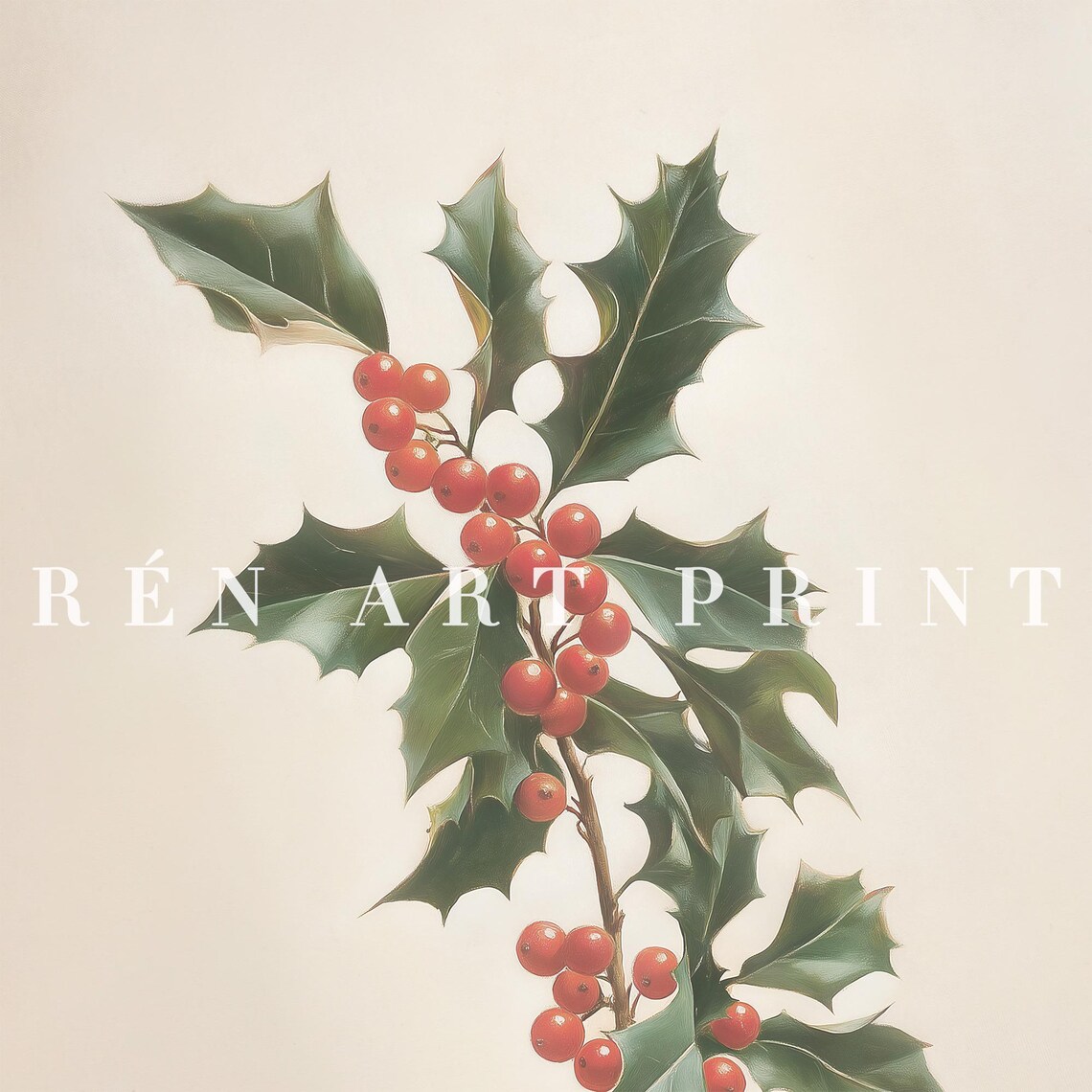 Holly Branch Botanical Christmas Art Print - Image 3