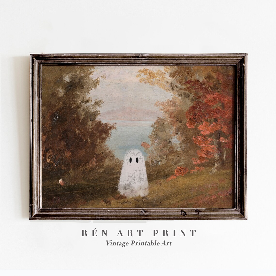 Cute Ghost Painting Vintage Fall Art Print