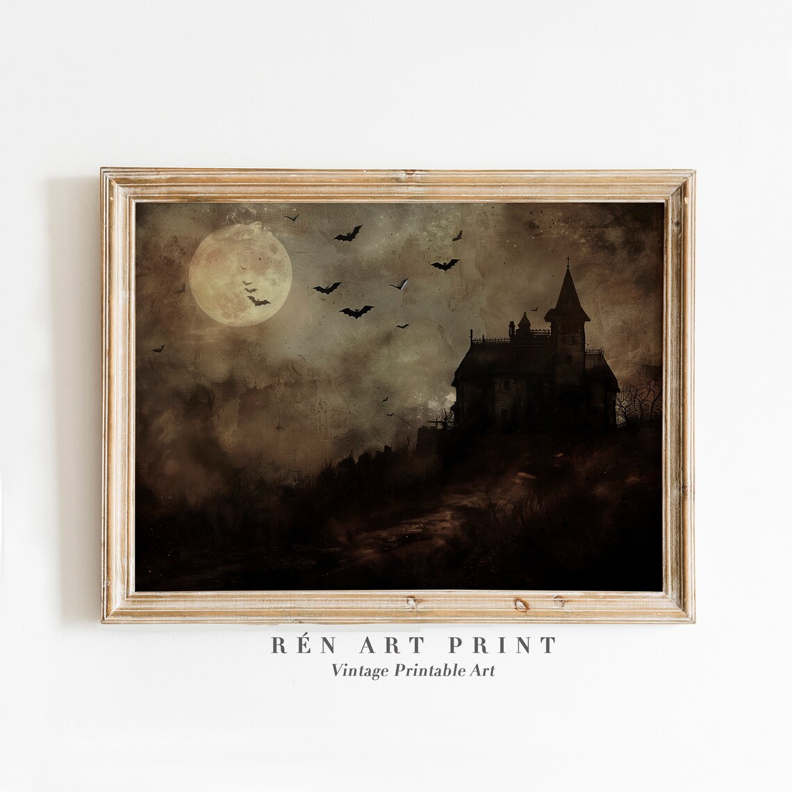 Haunted House Landscape, Gothic Halloween Art Print