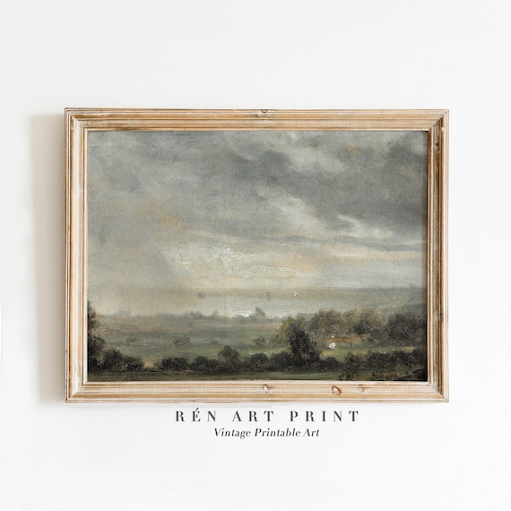 Muted Landscape Art Print, Vintage Farmhouse Decor