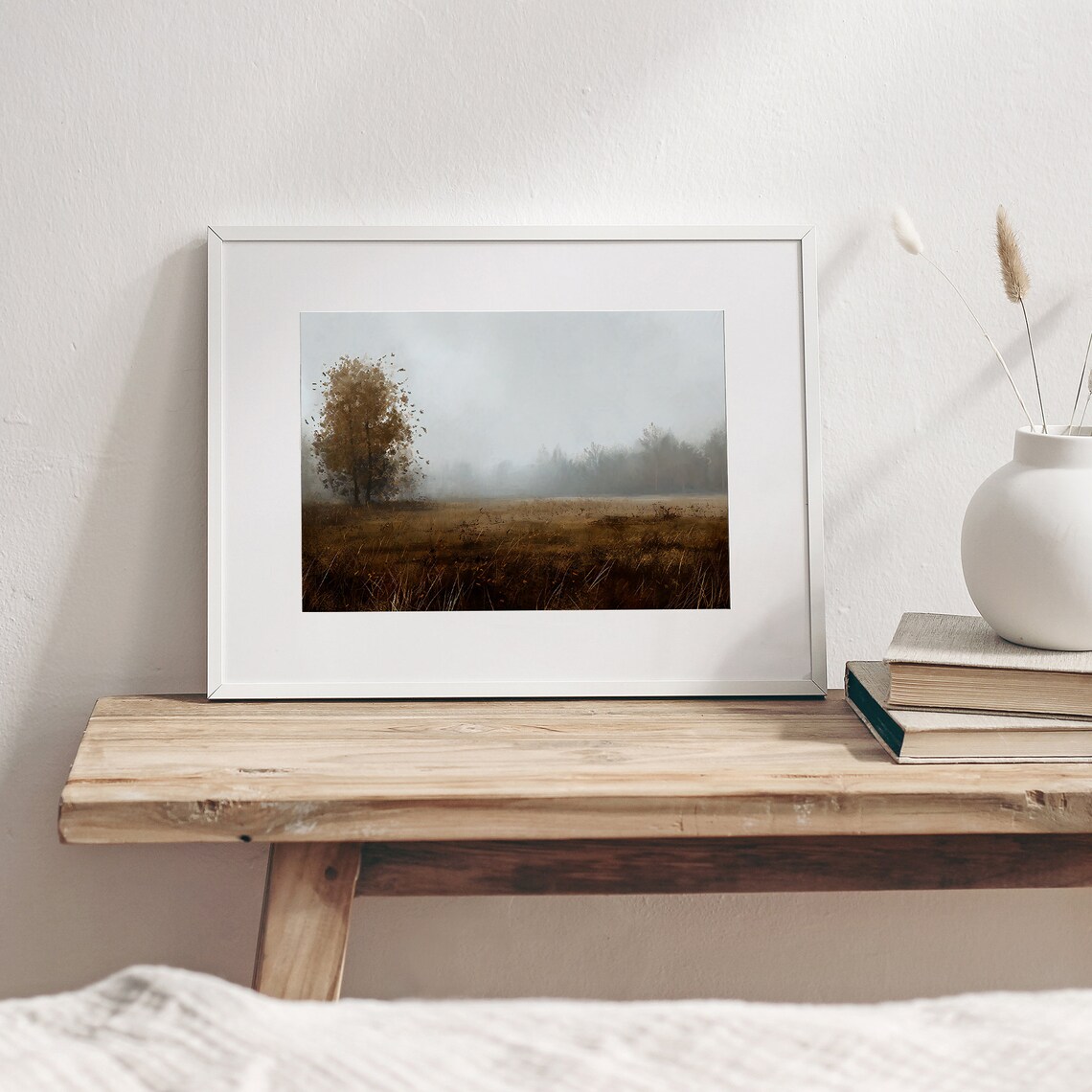 Moody Fall Decor, Vintage Misty Landscape Art Print - Image 2