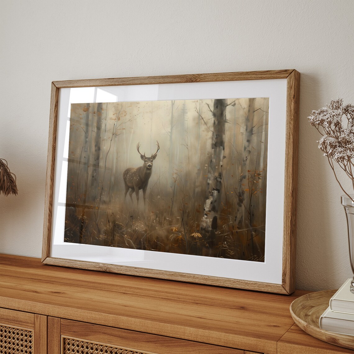 Vintage Deer In Forest Art Print, Rustic Autumn - Image 3