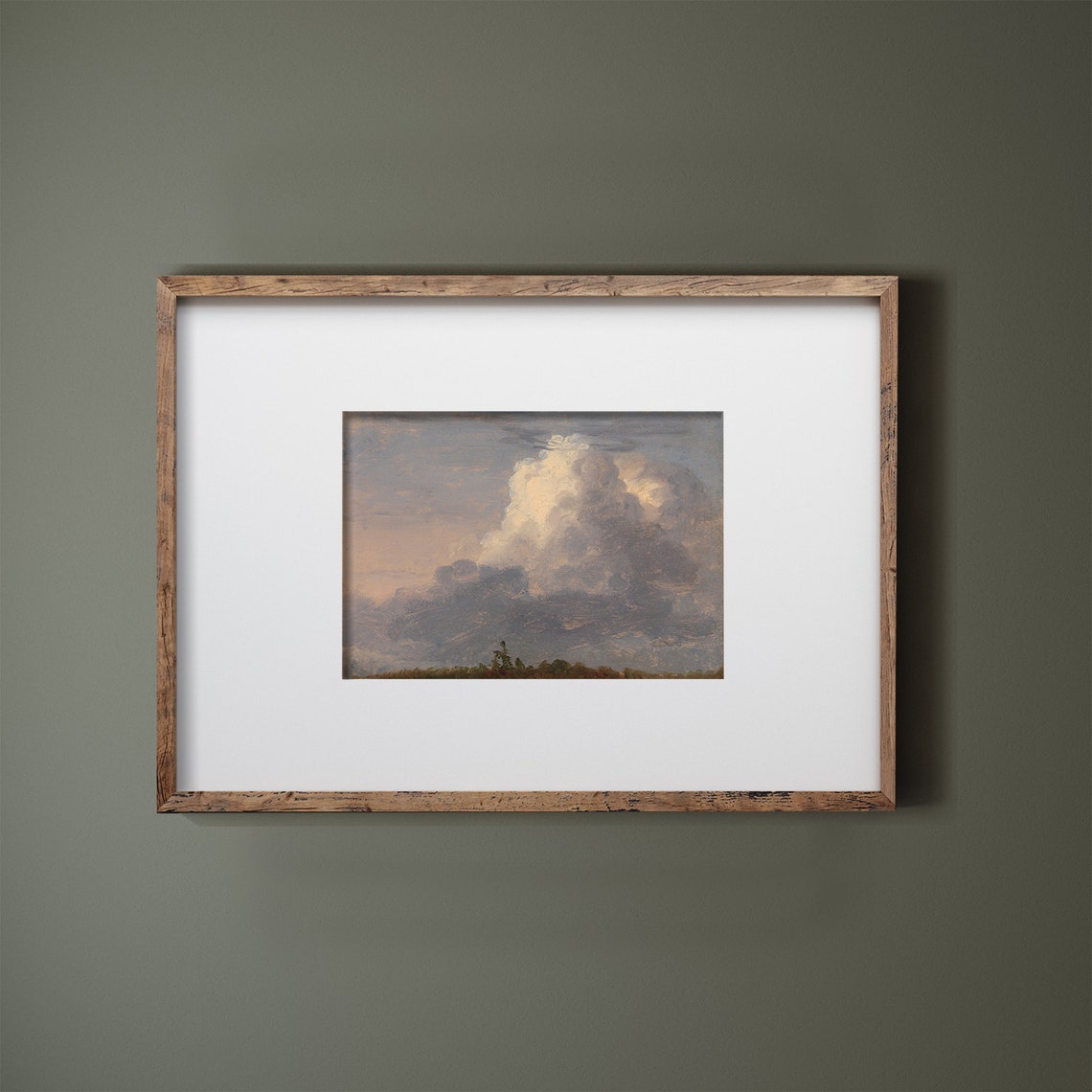 Dramatic Towering Cloud Vintage Oil Painting Sky Study Art Print - Image 2